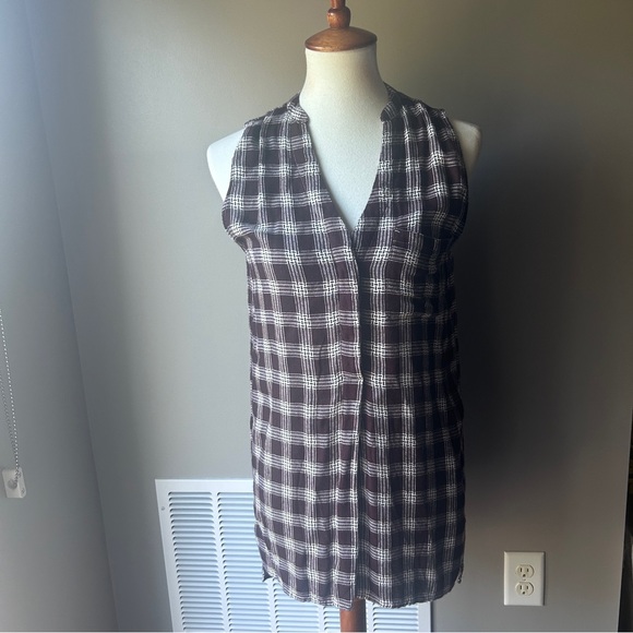White Crow Rustic Roots sleeveless plaid button up. Wine - Picture 3 of 6
